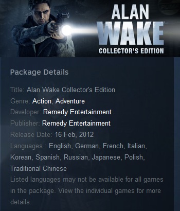 Alan Wake Collector's Edition Steam - Click Image to Close